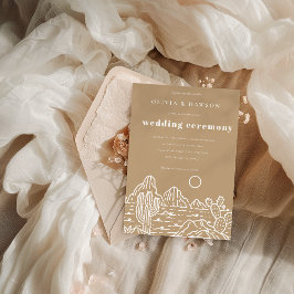 Moderne Kaktus Line Art Wüste Hochzeit Einladung