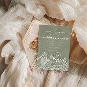 Moderne Kaktus Line Art Wüste Hochzeit Einladung