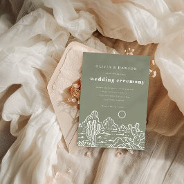 Moderne Kaktus Line Art Wüste Hochzeit Einladung