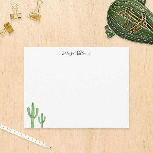 Moderne Kaktus Script Personalisiert Stationery Mitteilungskarte