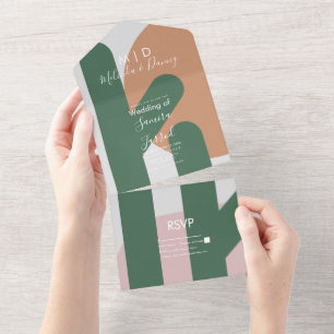 Moderne Kaktus-Sonne-Organische-Schrift-Hochzeit All In One Einladung