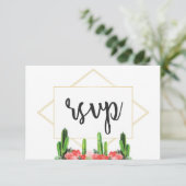 Moderne Kaktus- und Blumenkarte RSVP Karte (Stehend Vorderseite)