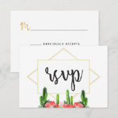 Moderne Kaktus- und Blumenkarte RSVP Karte (Vorne/Hinten)