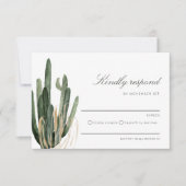 Moderne Kaktus Wedding Kindly Respond RSVP Karte (Vorderseite)