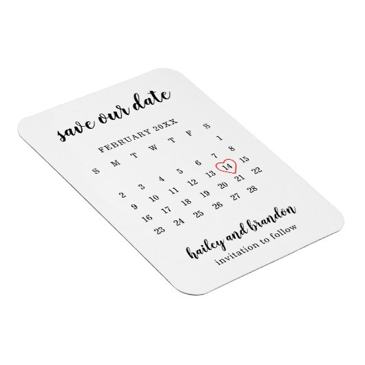 Moderne Kalender Rotes Herz Hochzeit speichern das Magnet (Rechte Seite)