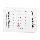 Moderne Kalender Rotes Herz Hochzeit speichern das Magnet (Horizontal)
