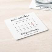 Moderne Kalender Rotes Herz Hochzeit speichern das Rechteckiger Pappuntersetzer (angewinkelt)
