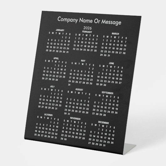 Moderne Kalenderfirma Name 2026 Sockelschild (Vorderseite)