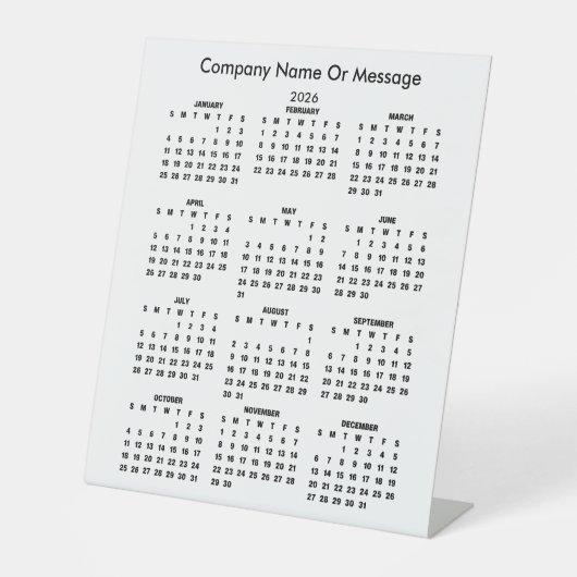 Moderne Kalenderfirma Name 2026 Sockelschild (Vorderseite)