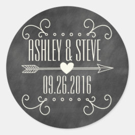 MODERNE KALKBOARD-WEDD-STICKER RUNDER AUFKLEBER