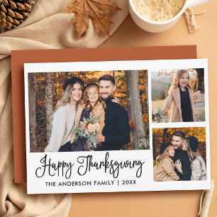 Moderne Kalligrafie 3 Foto Thanksgiving Terrakotta Feiertagskarte