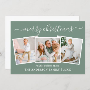 Moderne Kalligrafie 3 Foto Weihnachtsfeier Grün Feiertagskarte