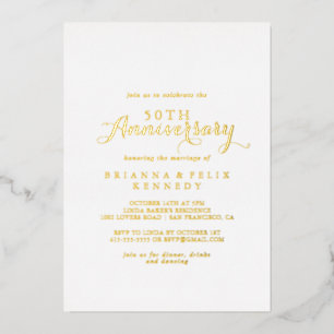 Moderne Kalligrafie 50. Hochzeitstag Gold   Folieneinladung