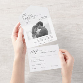 Moderne Kalligrafie - alles in einem Foto - Einlad All In One Einladung