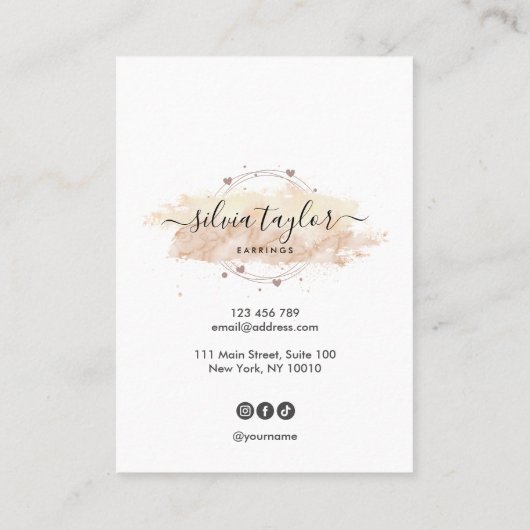 Moderne Kalligrafie Art Ohrsichtkarte Visitenkarte (Rückseite)