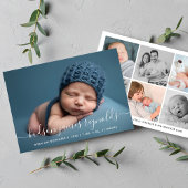 Moderne Kalligrafie Baby Boy Foto Collage Geburt Ankündigung
