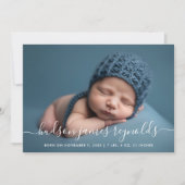 Moderne Kalligrafie Baby Boy Foto Collage Geburt Ankündigung (Vorderseite)