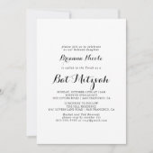 Moderne Kalligrafie Bat Mitzvah Einladung (Vorderseite)