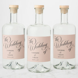 Moderne Kalligrafie-Beige-Hochzeit Alkoholflaschenetikett