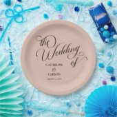 Moderne Kalligrafie-Beige-Hochzeit Pappteller (Party)