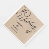 Moderne Kalligrafie-Beige-Hochzeit Serviette (Ecke)