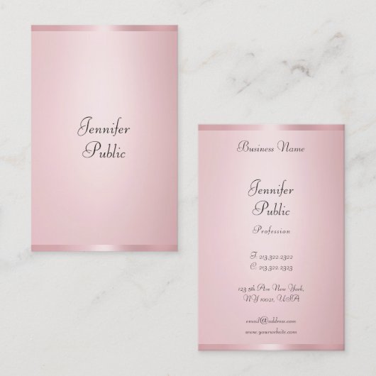 Moderne Kalligrafie Beruflich Elegante Rose Gold Visitenkarte (Vorne/Hinten)