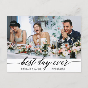 Moderne Kalligrafie Bester Tag überhaupt Hochzeit  Postkarte