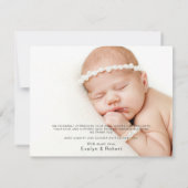 Moderne Kalligrafie Blue Birth Announccard Dankeskarte (Rückseite)