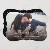 Moderne Kalligrafie Blühe Weißes Script-Foto Save The Date (Vorne/Hinten)