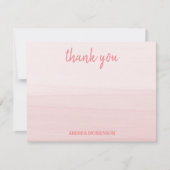 Moderne Kalligrafie Blush Pink Wasserfarbe Ombre Dankeskarte (Vorderseite)