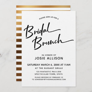 Moderne Kalligrafie Bridal Brunch Gold Zurück gest Einladung