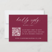 Moderne Kalligrafie Burgund QR Code Wedding RSVP (Vorderseite)