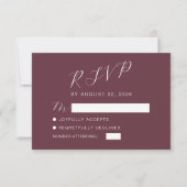 Moderne Kalligrafie Burgundy Wedding RSVP Karte (Vorderseite)