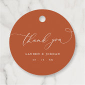 Moderne Kalligrafie Burnt Orange Wedding Vielen Da Geschenkanhänger (Rückseite)