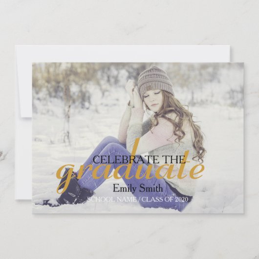 Moderne Kalligrafie-Celebrate Graduation Party Einladung (Vorderseite)