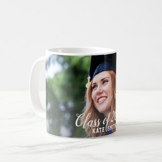 Moderne Kalligrafie Custom Foto Einfaches Abschlus Kaffeetasse (Vorderseite Links)