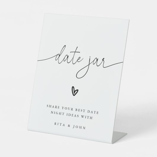 Moderne Kalligrafie Date Jar Ideas Hochzeitssyndro Sockelschild (Vorderseite)