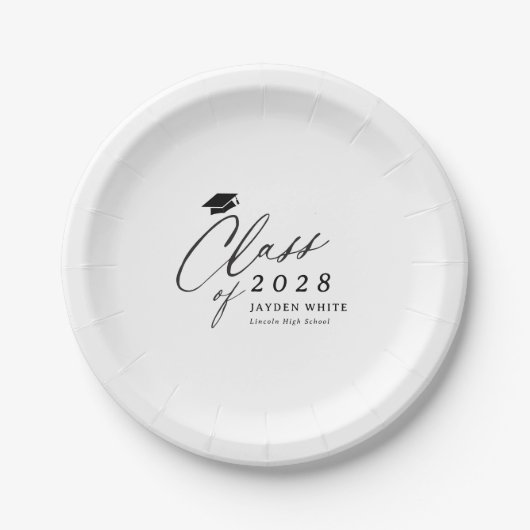 Moderne Kalligrafie Einfache Klasse 2025 Graduate Pappteller (Vorderseite)