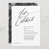 Moderne Kalligrafie Einfache Schwarz-Weiß-Hochzeit Einladung (Vorne/Hinten)