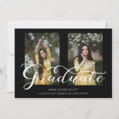 Moderne Kalligrafie Einfaches Design 2 Fotos Gradu Einladung (Vorderseite)