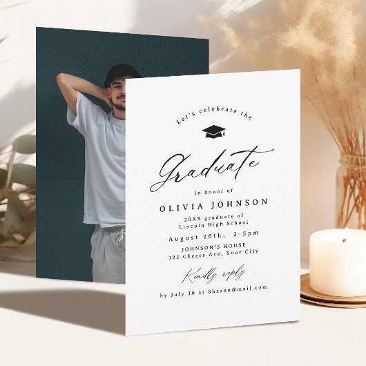 Moderne Kalligrafie Einfaches Foto Abschluss Einladung