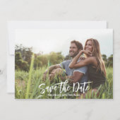 Moderne Kalligrafie Einfaches Foto Trendy QR Code Save The Date (Vorderseite)
