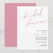 Moderne Kalligrafie Einfaches rosa Brautparty Einladung (Vorne/Hinten)