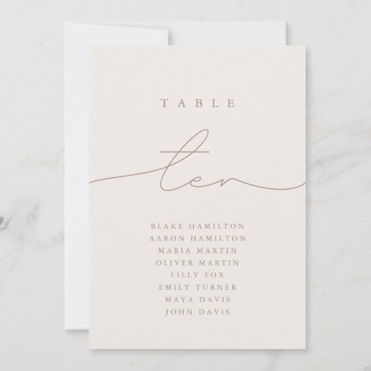 Moderne Kalligrafie Elfenbeinzehn-Hochzeiten-Tisch (Rückseite)