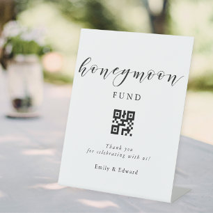 Moderne Kalligrafie Flitterwochen Fonds QR-Code Ho Sockelschild