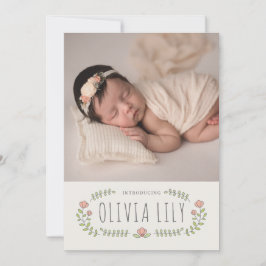 Moderne Kalligrafie Floral Design Collage Birth Ankündigung