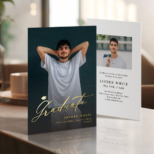 Moderne Kalligrafie-Foto-Abschlussankündigung Folieneinladung