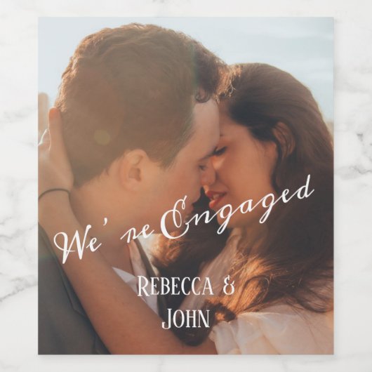 Moderne Kalligrafie-Foto-Engagement-Partei für Gun Weinetikett (Einzelnes Label)