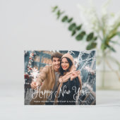 Moderne Kalligrafie Foto Frohes Neues Jahr Postkar Postkarte (Stehend Vorderseite)