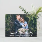 Moderne Kalligrafie - Foto Hochzeit Save The Date (Stehend Vorderseite)